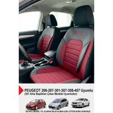 Gm Design Premium Serisi Lüks Keten Oto Koltuk Kılıfı (Peugeot 206-207-208-306-307-407- Uyumlu) - Bordo