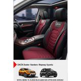 Gm Design Titanyum Serisi Lüks Keten Oto Koltuk Kılıfı -(Dacia Sandero-Stepway-Duster Uyumlu) - Bordo