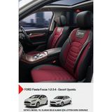 Gm Design Titanyum Serisi Lüks Keten Oto Koltuk Kılıfı -(Ford Focus-Fiesta Ile Uyumlu) - Bordo