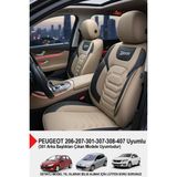 Gm Design Titanyum Serisi Lüks Keten Oto Koltuk Kılıfı-(Peugeot 206-207-208-306-307-407- Uyumlu) - Bej