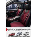 Gm Design Titanyum Serisi Lüks Keten Oto Koltuk Kılıfı-(Peugeot 206-207-208-306-307-407- Uyumlu) - Bordo