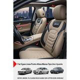 Gm Design Titanyum Serisi Lüks Keten Üniversal Oto Koltuk Kılıfı (Fiat Egea-Linea-Punto-Albea-Tipo-Uno Uyumlu) - Bej