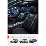 Gm Design Titanyum Serisi Lüks Keten Üniversal Oto Koltuk Kılıfı (Fiat Egea-Linea-Punto-Albea-Tipo-Uno Uyumlu) - Siyah