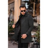 Gm Giyimarket Erkek Dar Kesim Uzun Kaşe Kaban - Gri