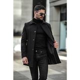 Gm Giyimarket Erkek Dar Kesim Uzun Kaşe Kaban Siyah Renkli Astarlı Günlük Stil 2XL Beden
