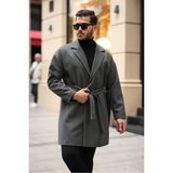 Gm Giyimarket Erkek Kemerli Oversize Rahat Kesim Kaşe Kaban - XL - Antrasit