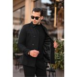 Gm Giyimarket Wish Klein Erkek Slim Fit Kısa Kaşe Kaban Siyah Uzun Kol Dokuma Malzeme ile Şık Tasarım - XL