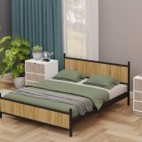 Gm Metal Çift Kişilik Karyola, Siyah Atlantik Çam, 150X200