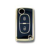 Gma Keys Citroen C3 Peugeot 307 2 Buton Sustalı Siyah Nano Oto Anahtar Kumanda Kabı Kılıfı Gold Siyah Renk