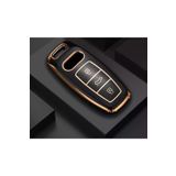 Gma Keys Lüx Audi A3 2021-2022 A6L A7 A8 Q8 E Tron C8 D5 Nano Anahtar Kılıfı Siyah Gold Altın Renk