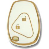 Gma Keys Lüx Clio 3 Dacia Duster 2 Buton Nano Anahtar Kılıfı Beyaz Gold Altın Renk