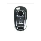 Gma Keys Lüx Fiat Egea Sustalı 3 Buton Nano Anahtar Kılıfı Siyah Gümüş Silver Renk 1.ci Kalite