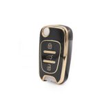 Gma Keys Lüx Hyundai I10 I20 I30 IX25 IX35 Sustalı 3 Buton Nano Anahtar Kılıfı Siyah Gold Altın Renk