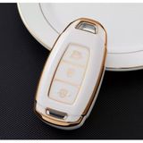 Gma Keys Lüx Hyundai I30 IX25 IX35 Kona Elantra Accent Santa Fe 3 Buton Nano Anahtar Kılıfı Beyaz Gold