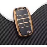Gma Keys Lüx Kia Sorento Sportage Picanto Cerato Soul Rio Ceed 3 Buton Sustalı Anahtar Kılıfı Siyah Gold Renk