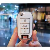 Gma Keys Opel Combo Corsa F Crossland x Grandland x Sustalı Nano Anahtar Koruma Kılıfı Beyaz Gold Altın Renk