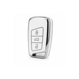 GMA KEYS Volkswagen Passat B8 Arteon Smart Siyah Oto Anahtar Kumanda Kabı Kılıfı Nano Beyaz Gümüş Silver Renk