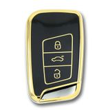 Gma Keys Volkswagen Passat B8 Smart Siyah Oto Anahtar Kumanda Kabı Kılıfı Siyah Gold Altın Renk