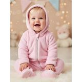 GMG Collection Baby 6-9-12-18 Ay Pembe Peluş Patikli Tulum