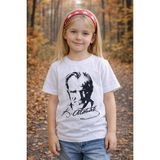 GMG Collection Baby Çocuk Atatürk Baskılı Kısa Kollu Tişört (Imzalı) Beyaz-Siyah - 5 Yaş