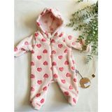 GMG Collection Baby Içi,dışı Peluş Yumuşacık Kalp Desenli Patikli Kız Bebek Tulum, Astronot Tulum - Pembe - 12 - 18 Ay