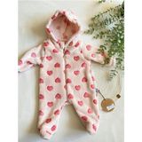 GMG Collection Baby Içi,dışı Peluş Yumuşacık Kalp Desenli Patikli Kız Bebek Tulum, Astronot Tulum - Pembe - 3 - 6 Ay
