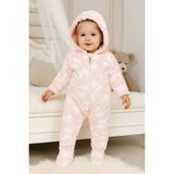 GMG Collection Baby Kız Bebek Kelebekli Kapüşonlu Peluş Tulum, Welsoft Tulum, Uyku Tulumu, Astronot Tulum - Pembe - 6 - 9 Ay