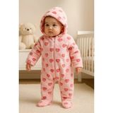 GMG Collection Baby Premıum Kız Bebek Kalp Desenli Peluş Tulum - Pembe - 12 - 18 Ay
