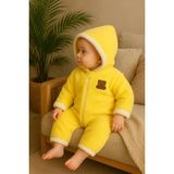 GMG Collection Baby Wellsoft Kapüşonlu Fermuarlı Kışlık Bebek Tulum - Sarı - 9 - 12 Ay
