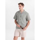 GMG FIRENZE Apaş Regular Fit Çizgili Gömlek, L, 5003368344, Yeşil, Erkek