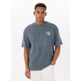 GMG FIRENZE Bisiklet Yaka Arkası Enjeksiyon Baskı%100 Pamuk Oversize T-Shirt, M, ZR24MSS03051-25S, İNDIGO, Erkek
