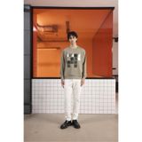 GMG FIRENZE Bisiklet Yaka Baskılı Regular Fit Sweatshirt, M, GU25MSS08022, HAKİ, erkek