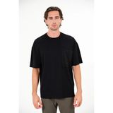 gmg firenze Bisiklet Yaka Garni Cepli Cep Altı Baskılı Erkek T-Shirt - Siyah