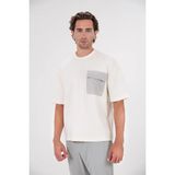 gmg firenze Bisiklet Yaka Garni Cepli Erkek T-Shirt - Ekru - 2XL