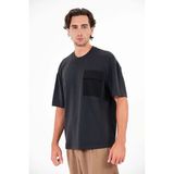 gmg firenze Bisiklet Yaka Garni Cepli Erkek T-Shirt - Siyah - XS