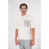 GMG FIRENZE Bisiklet Yaka Garni Cepli T-shirt, M, GU26MSS03000, EKRU, Erkek