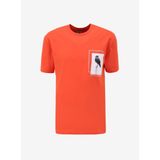 gmg firenze Bisiklet Yaka Göğsü Baskılı %100 Pamuk Oversize Erkek T-shirt - Turuncu