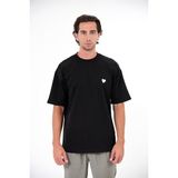 gmg firenze Bisiklet Yaka Göğsü Piksel Kalp Baskılı Erkek T-Shirt - Siyah - XL