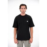 gmg firenze Bisiklet Yaka Göğsü Piksel Kalp Baskılı Erkek T-Shirt - Siyah