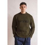 gmg firenze Bisiklet Yaka Invısıble Tasarımlı Erkek Kazak - Haki - 2XL