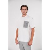 gmg firenze Bisiklet Yaka Kapak Cepli Arkası Garnili Erkek T-Shirt - Ekru