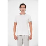 gmg firenze Bisiklet Yaka Kol ve Yakada Çizgi Detaylı Erkek T-Shirt - Beyaz - XL