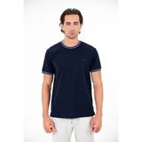 gmg firenze Bisiklet Yaka Kol ve Yakada Çizgi Detaylı Erkek T-Shirt - Lacivert - XL