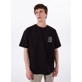 GMG FIRENZE Bisiklet Yaka Oh No Baskılı T-Shirt, M, 5003266288, Siyah, Erkek