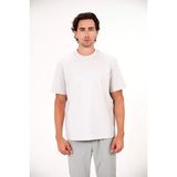 gmg firenze Bisiklet Yaka Önü Geometrik Çizgi Baskılı Erkek T-Shirt - Taş - XL