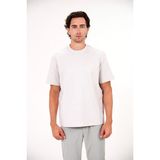 gmg firenze Bisiklet Yaka Önü Geometrik Çizgi Baskılı Erkek T-Shirt - Taş