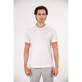 gmg firenze Bisiklet Yaka Önü Rubber Baskılı Erkek T-Shirt - Beyaz