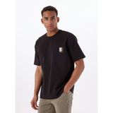 GMG FIRENZE Bisiklet Yaka Rubber Baskılı T-Shirt, M, 5003266339, Siyah, Erkek