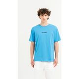 gmg firenze Bisiklet Yaka Sırtı Baskılı %100 Pamuk Oversize Erkek T-Shirt - Mavi