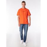 GMG FIRENZE Bisiklet Yaka Sırtı Baskılı%100 Pamuk Oversize T-Shirt, S, 5003160153, Turuncu, Erkek